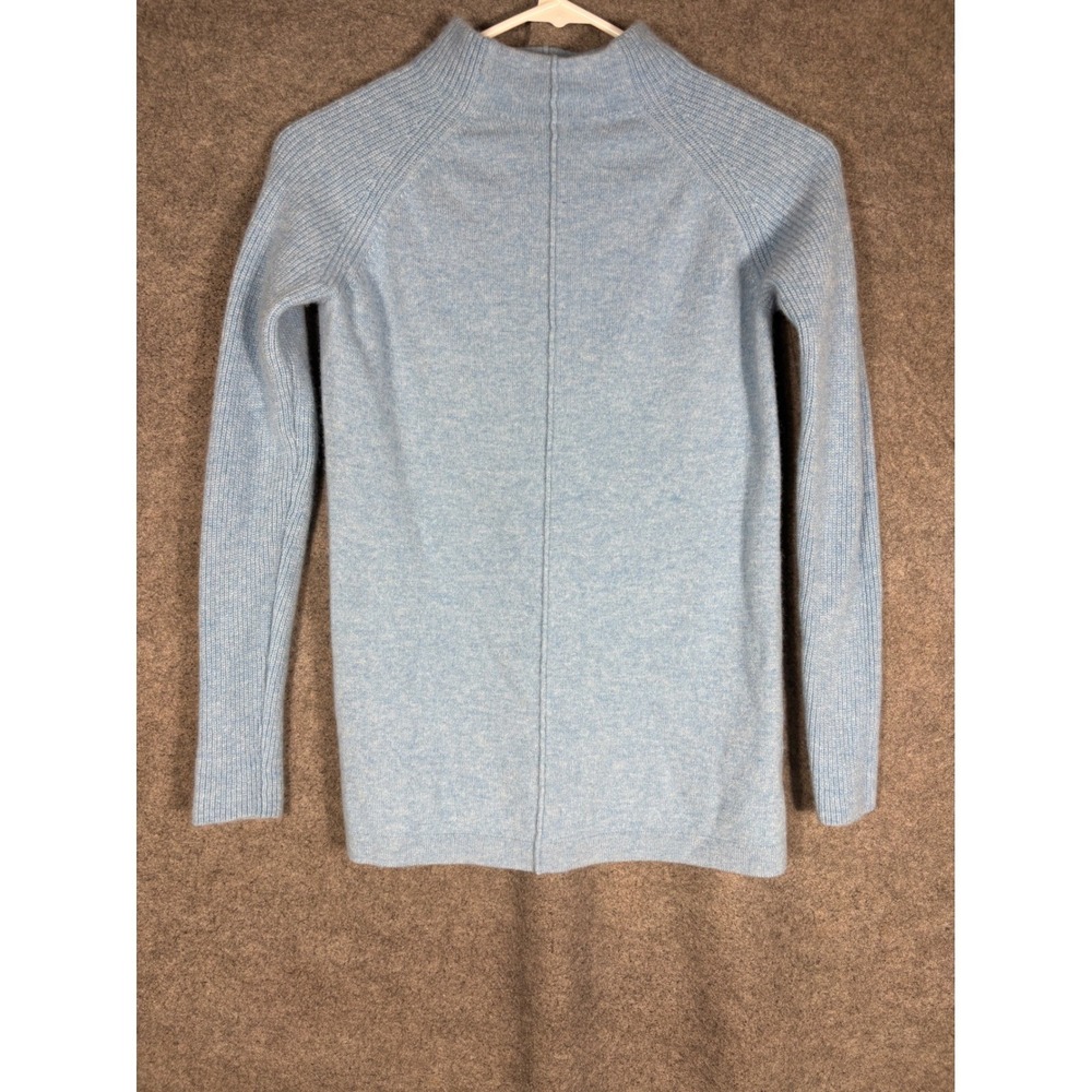 Forte‎ Cashmere Mock Neck Sweater Womens XS Light Blue Heathered Knit Pullover